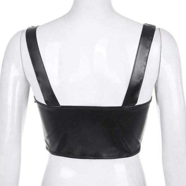 Kinky Cloth 200000790 Buckle Strap PU Leather Crop Top