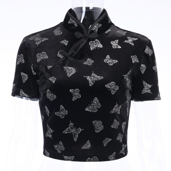 Kinky Cloth Butterfly Chinese Style Collar Top