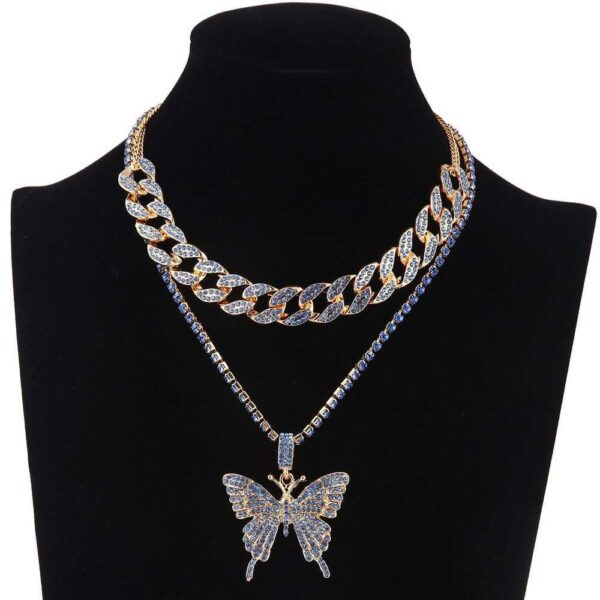 Kinky Cloth 200000162 Blue Style 1 Butterfly Cuban Link Necklace Set