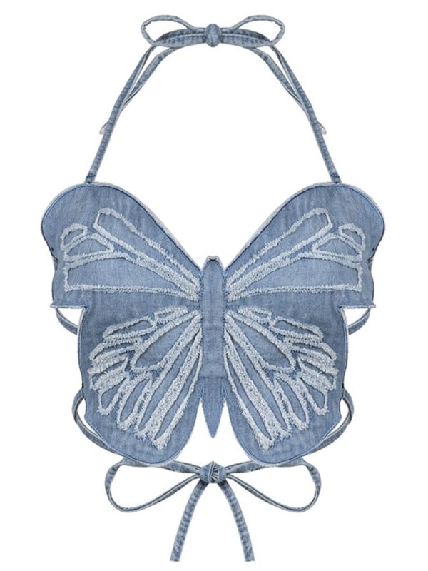 Kinky Cloth Butterfly Denim Tube Top