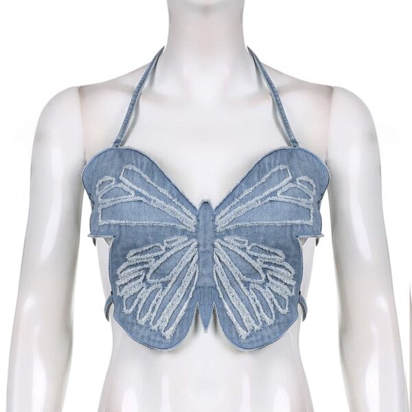 Kinky Cloth Butterfly Denim Tube Top