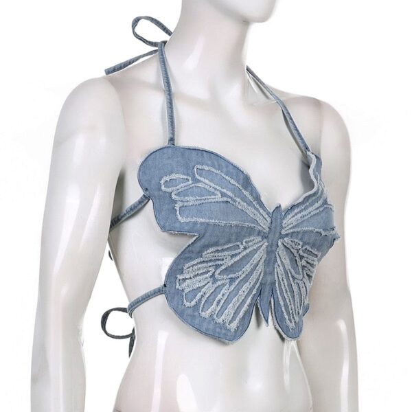 Kinky Cloth Butterfly Denim Tube Top