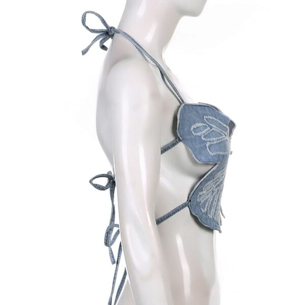 Kinky Cloth Butterfly Denim Tube Top