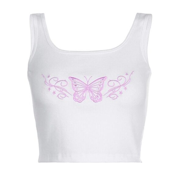 Kinky Cloth 200000790 White / S Butterfly Embroidery Tank Top