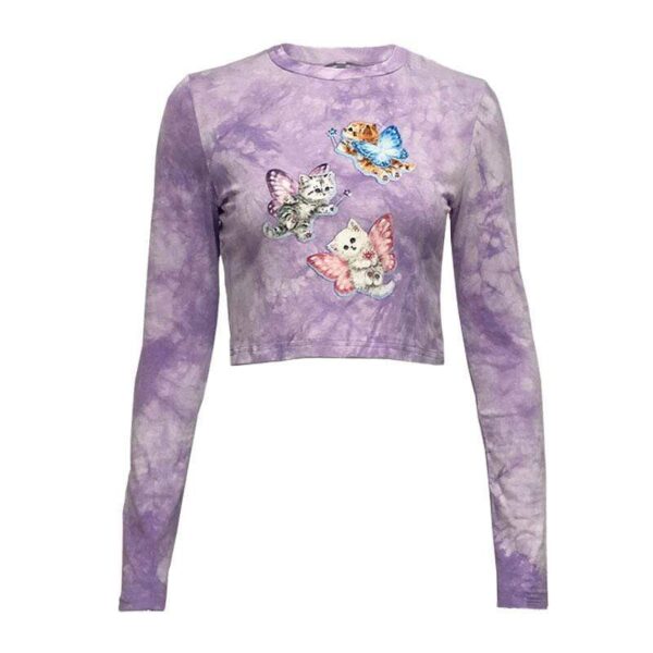 Kinky Cloth Lavender / S Butterfly Kittens Tie Dye Top