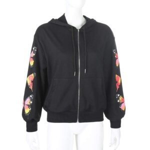 Kinky Cloth 200000366 Butterfly Print Zipper Up Hoodies