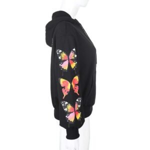 Kinky Cloth 200000366 Butterfly Print Zipper Up Hoodies