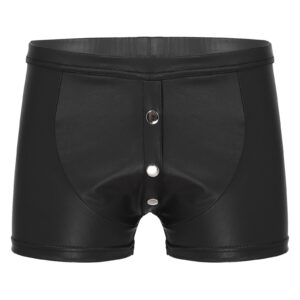 Kinky Cloth Black / M Button Front Faux Leather Underwear