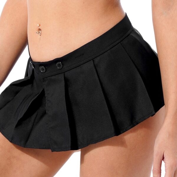 Kinky Cloth Buttoned Low Waist Pleated Miniskirt