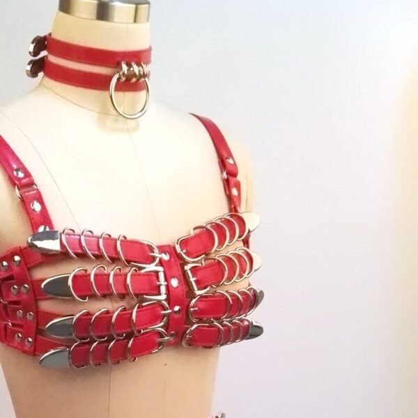 Kinky Cloth Caged Bra Belt Harness Choker Cosplay