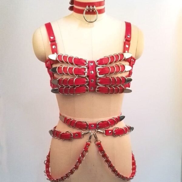 Kinky Cloth Caged Bra Belt Harness Choker Cosplay