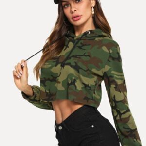 Celeste Top M Camo Crop Hoodie