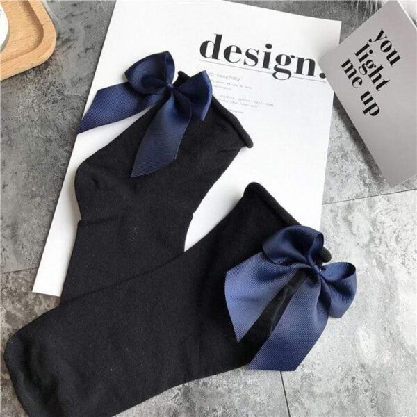 Kinky Cloth 200000866 Black - Navy Candy Color Bow Short Socks