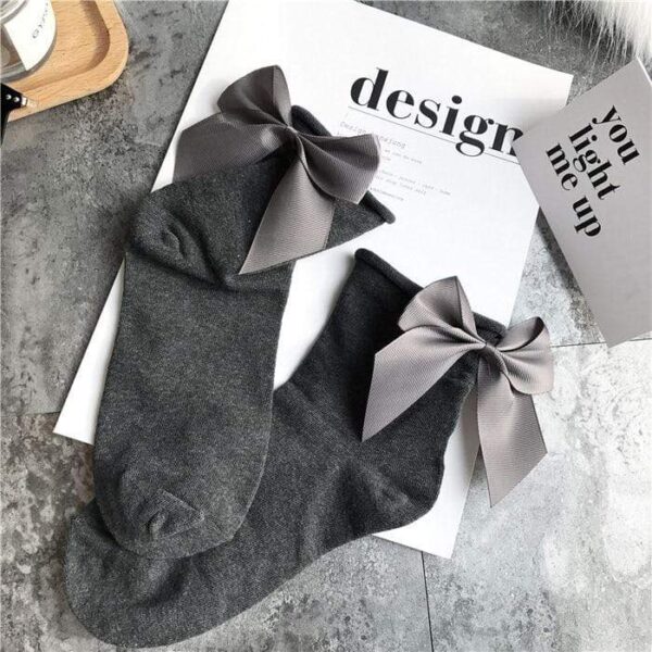 Kinky Cloth 200000866 Gray Candy Color Bow Short Socks