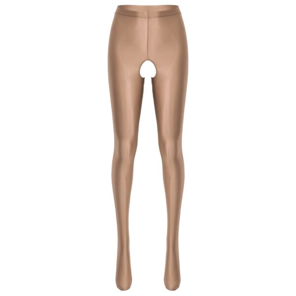 Kinky Cloth Coffee / M Candy Color Glossy Crotchless Pantyhose