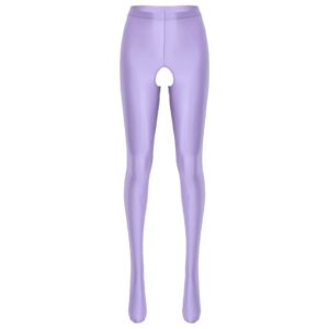 Kinky Cloth Light Purple / M Candy Color Glossy Crotchless Pantyhose