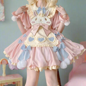 Kinky Cloth Pink / S Cartoon Bunny Bow OP Dress