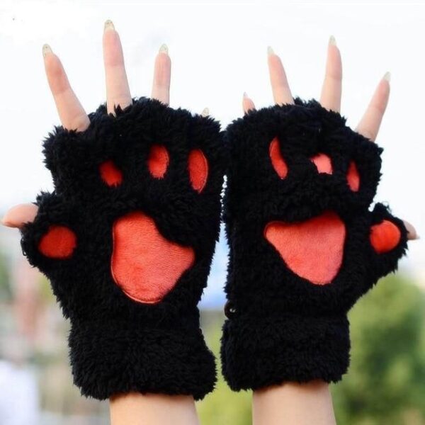 Kinky Cloth Black Cat Claw Paw Mittens