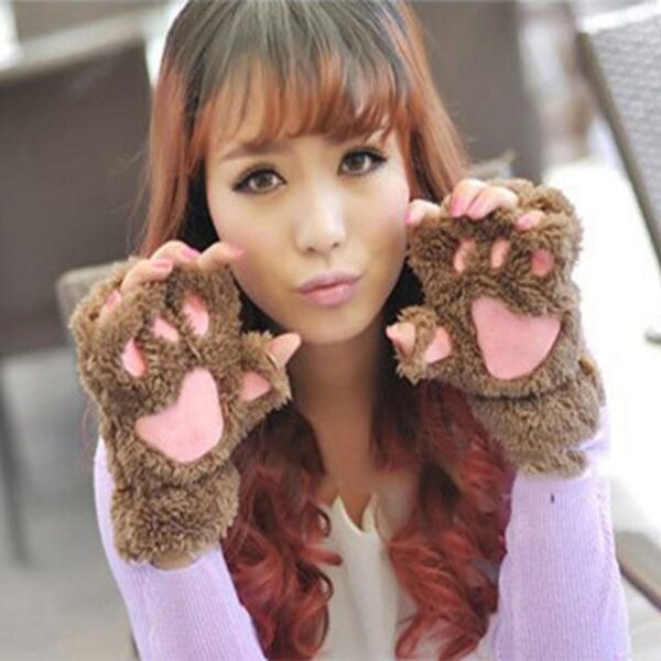 Kinky Cloth khaki Cat Claw Paw Mittens