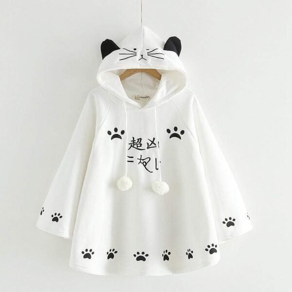 Kinky Cloth 200000348 White / One Size Cat Ear Cloak Fleece Hoodies