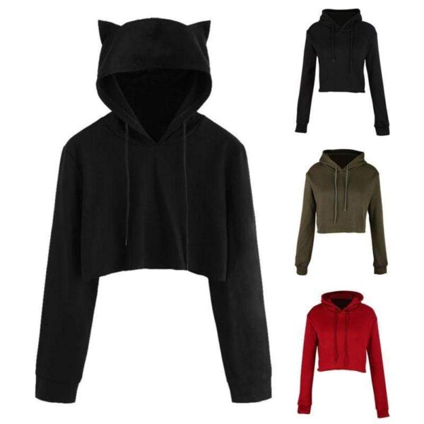 Kinky Cloth Hoodie Cat Ear Crop Top Hoodie