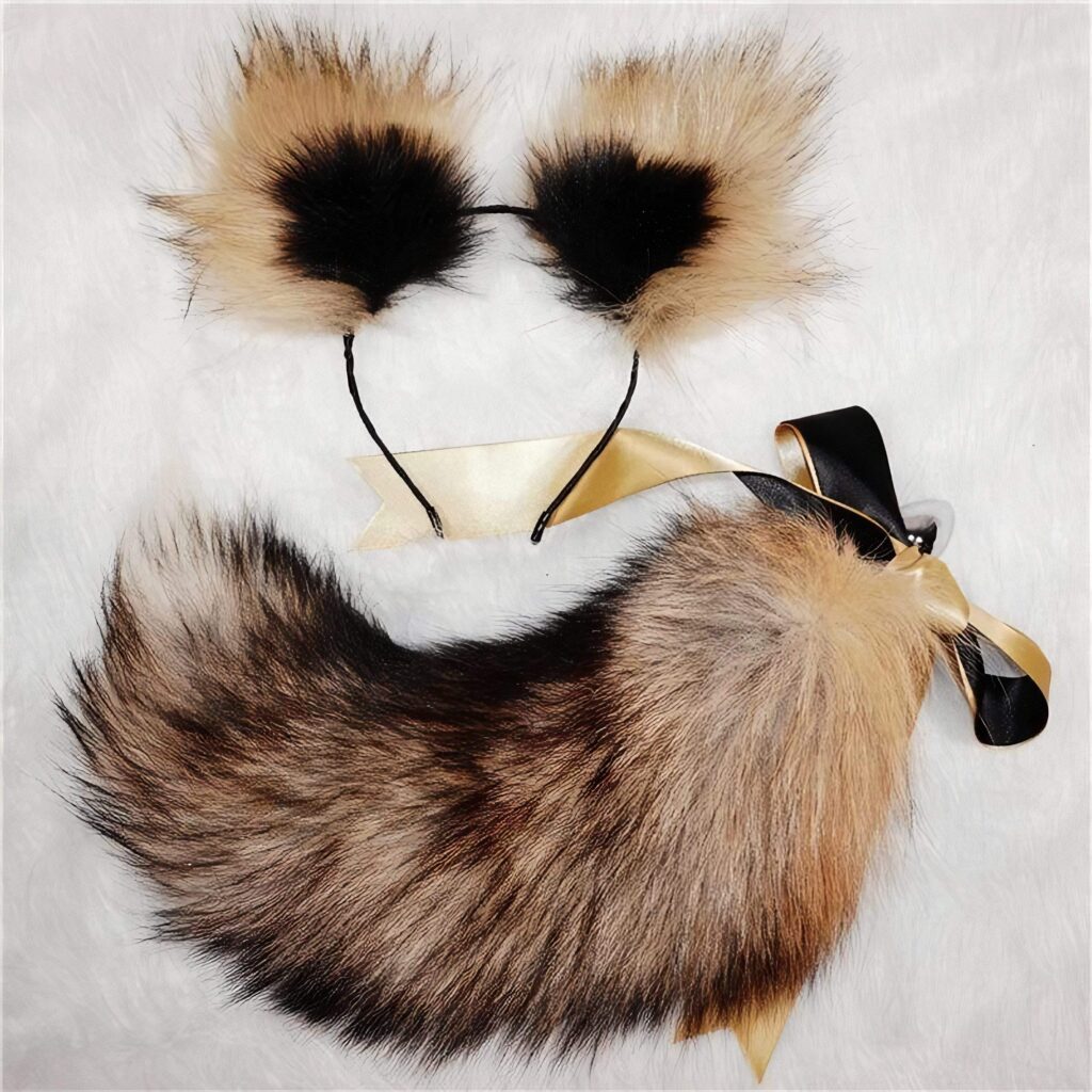 Cat Ears Headband And Animal Fox Tail Plug Set Kinky Cloth 