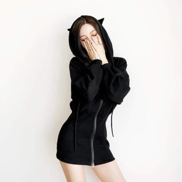 Kinky Cloth Hoodie Cat Ears Hoodie Dress