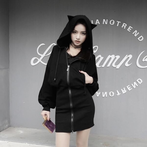 Kinky Cloth Hoodie Cat Ears Hoodie Dress