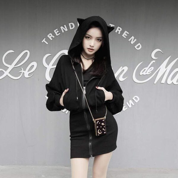 Kinky Cloth Hoodie Cat Ears Hoodie Dress