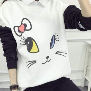 Kinky Cloth Hoodie M Cat Face Sweater