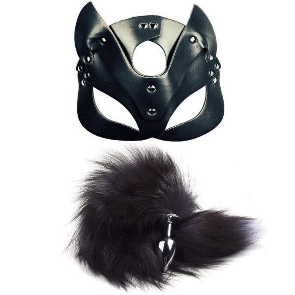 Kinky Cloth 200345142 Cat Mask With Long Fox Tail Plug