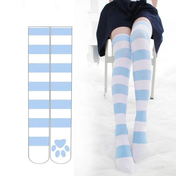 Kinky Cloth Cat Paw Striped Socks