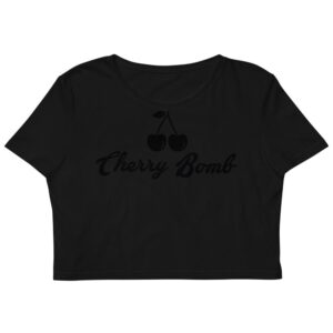 Kinky Cloth XS Cherry Bomb Black Organic Crop Top