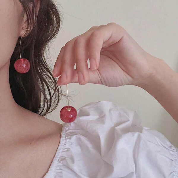 Kinky Cloth 200000168 Cherry Fruit Long Dangle Earrings