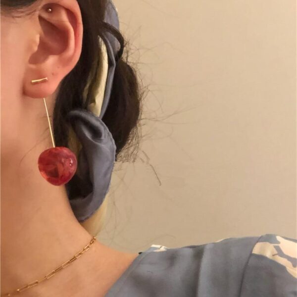 Kinky Cloth 200000168 Cherry Fruit Long Dangle Earrings