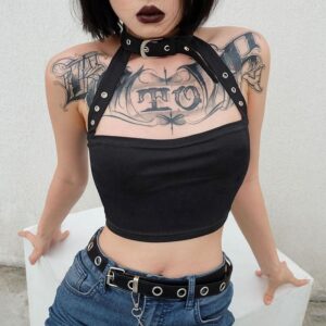 Kinky Cloth 200000790 Black / S Choker Halter Crop Top