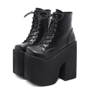 Kinky Cloth Chunky Heel Platform Ankle Boots