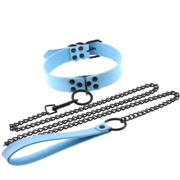 Kinky Cloth Necklace blue Collar & Leash Set