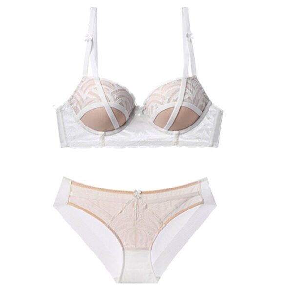 Kinky Cloth White / 75B(34B) Contrast Color Bra And Panty Sets