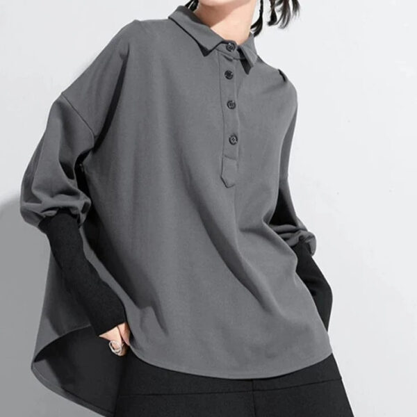 Kinky Cloth Contrast Color Button Down Blouse