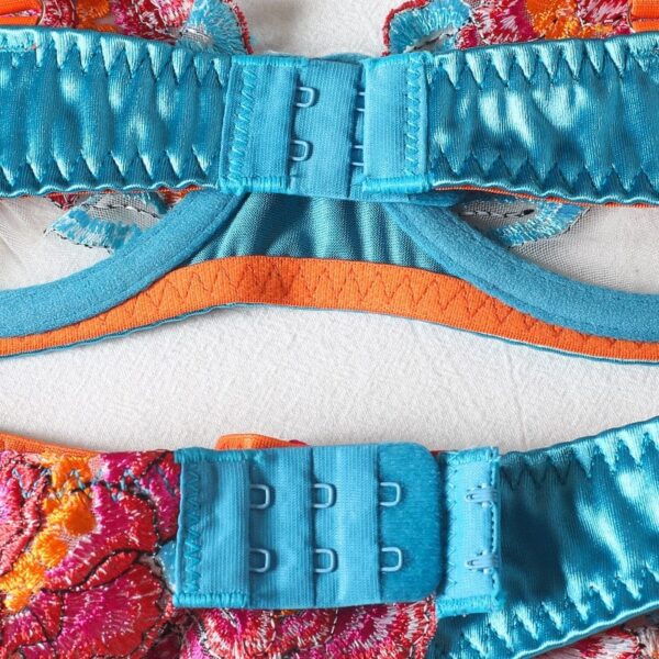 Kinky Cloth Contrast Color Embroidery Bra Set