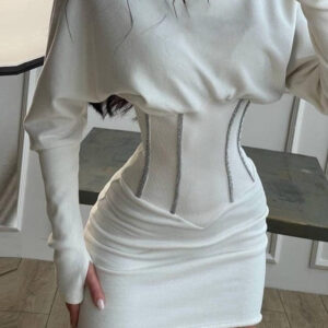 Kinky Cloth Corset Hoodie Long Sleeve    Dress