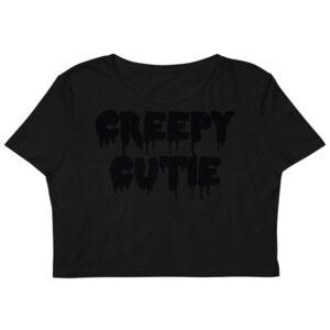 Kinky Cloth XS Creepy Cutie Black Organic Crop Top