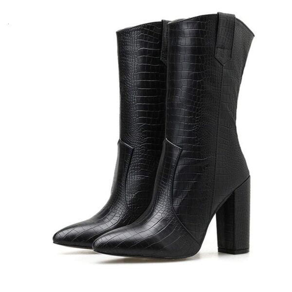 Kinky Cloth Black / 35 Crocodile PU Leather Cowgirl Boots