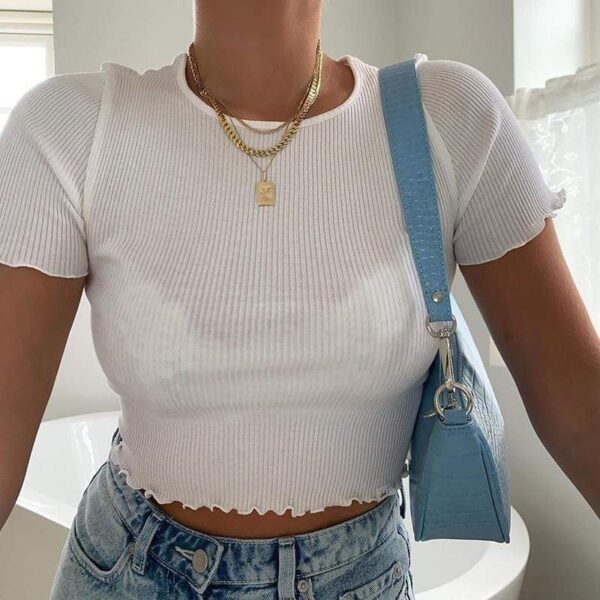 Kinky Cloth 0 White / M Crop Top Plain Tees