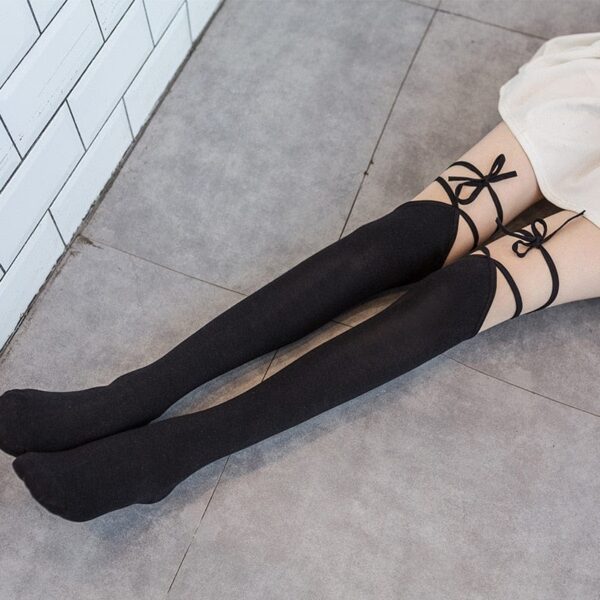 Kinky Cloth Cross-Tie Over-Knee Socks