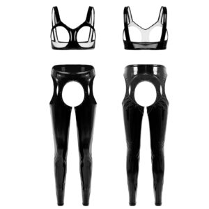 Kinky Cloth Black B / S Crotchless Lingerie Set