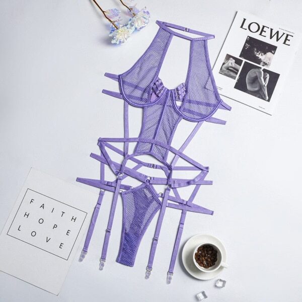 Kinky Cloth Purple / S Cut Out Bandage Lingerie Set