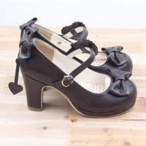 Kinky Cloth 200001012 Brown / 4.5 Cute Bow Tie High-Heels