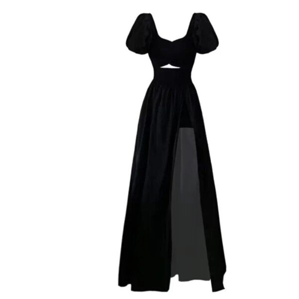 Kinky Cloth Black / Size S(40-45Kg) Cutout Plain Maxi A-Line Dress